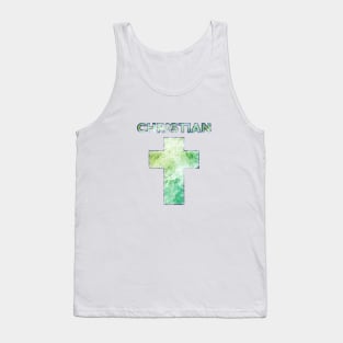 Christian Cross - Green Textured Type Design Tank Top